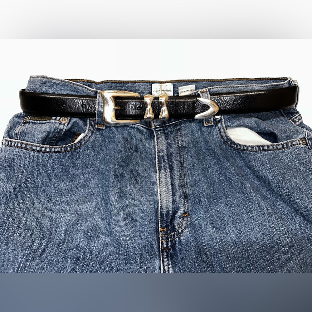 Vintage Black Tulliani Leather Belt